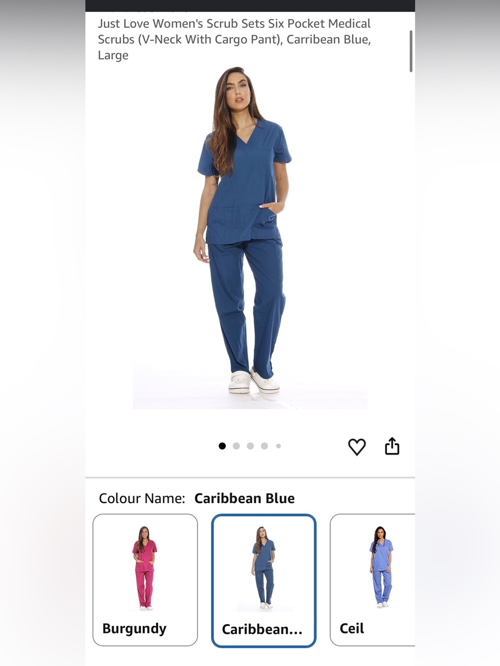 Just Love Women's Blue Medical Scrub Pants & Top Set - Classic Fit